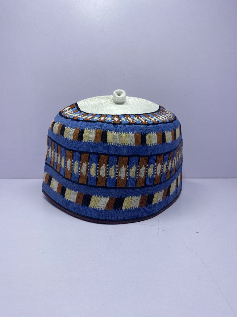 Blue Rawaram – Hausa/Fulani Cap, Kufi, Handwoven Cap, Zawa