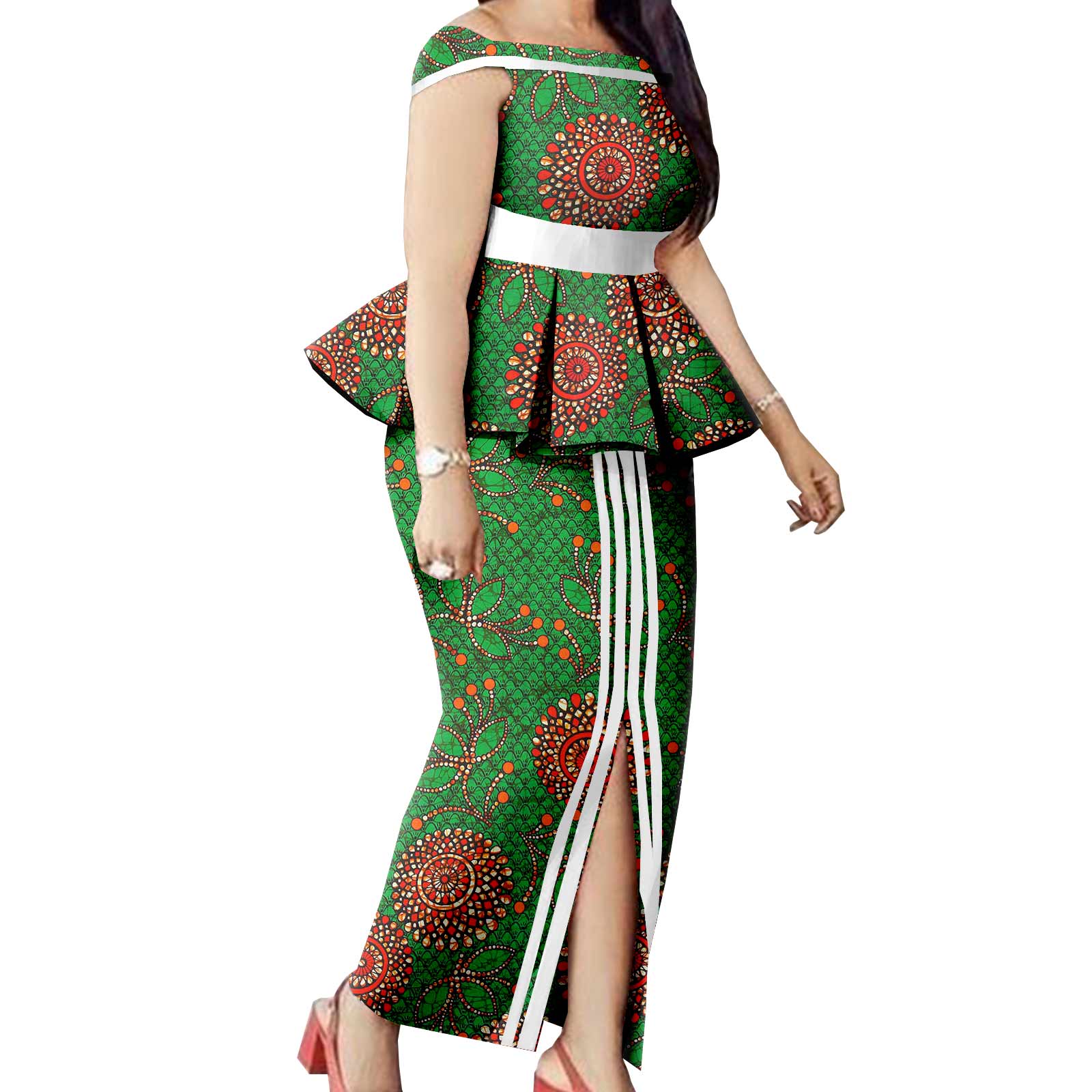 Matching Couple Outfits Men Shirts and Pants Sets Dashiki African Dresses for Women Top and Split Skirts for Wedding Y23C006