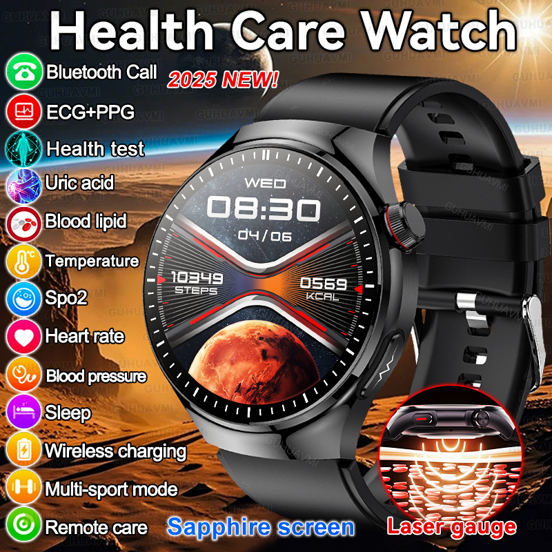 2025 New For XIAOMI Accurate Blood Lipid Uric Acid Smart Watch Men Women ECG+PPG Blood pressure Bluetooth call Health Smartwatch