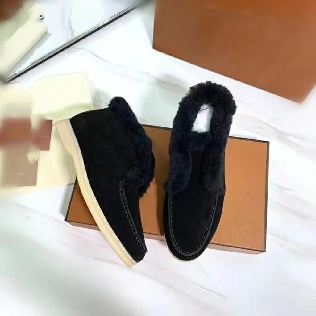 2022 Autumn/Winter Women's Thickened Warm Sheep Fur Lined Short Boots Snow Boots Casual Frosted Solid Color Snow Shoes