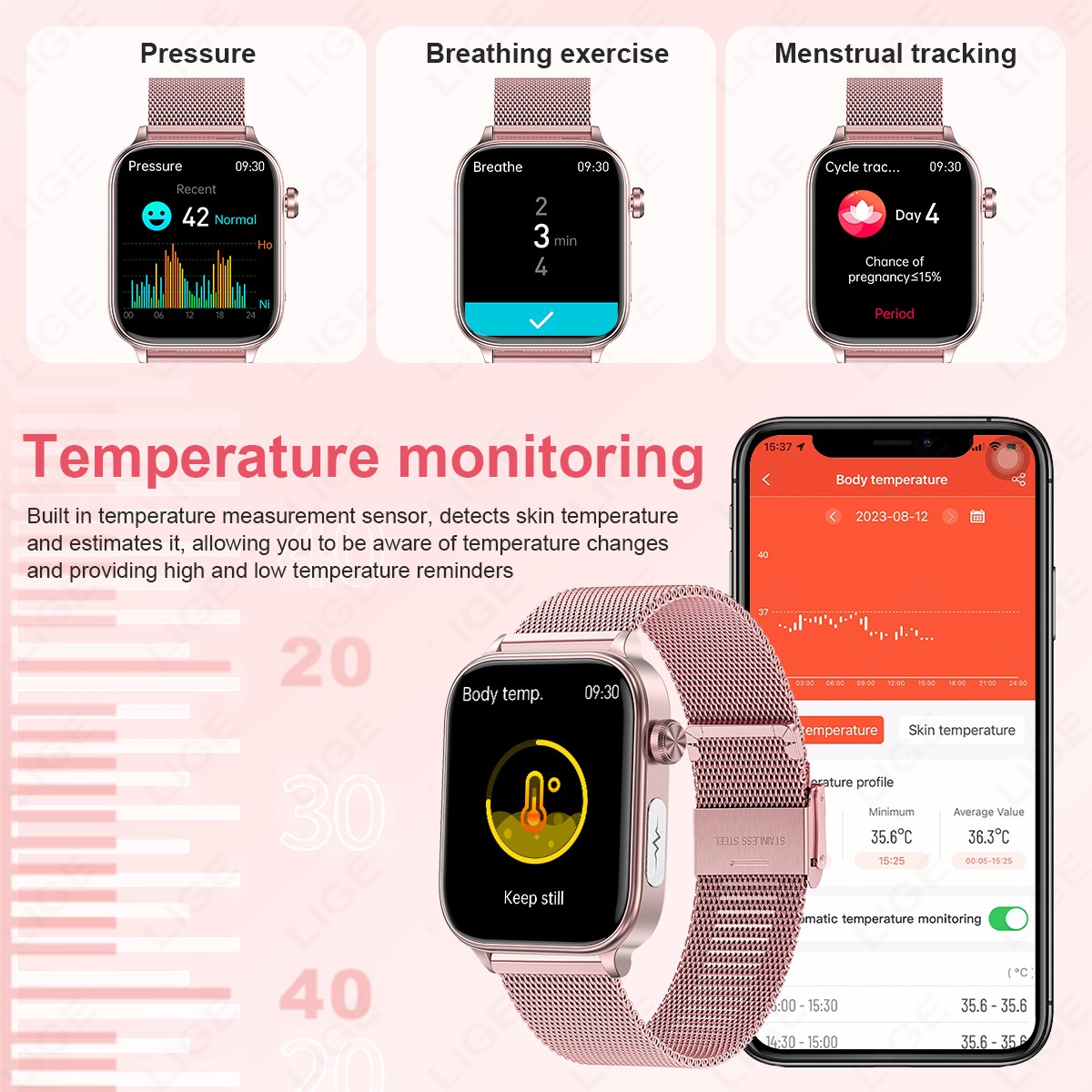 2025 New ECG+PPG Smart Watch Women Heart Rate Blood Lipid Uric Acid Women Menstrual Health Tracker Smartwatches For Android iOS