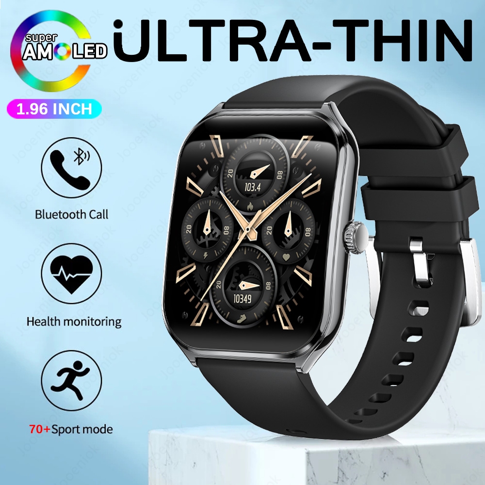 2025 New 7.5MM Ultra Thin Smart Watch Men 1.96"AMOLED Screen Always Show Time Heart Rate Sport Waterproof BT Call Smartwatch
