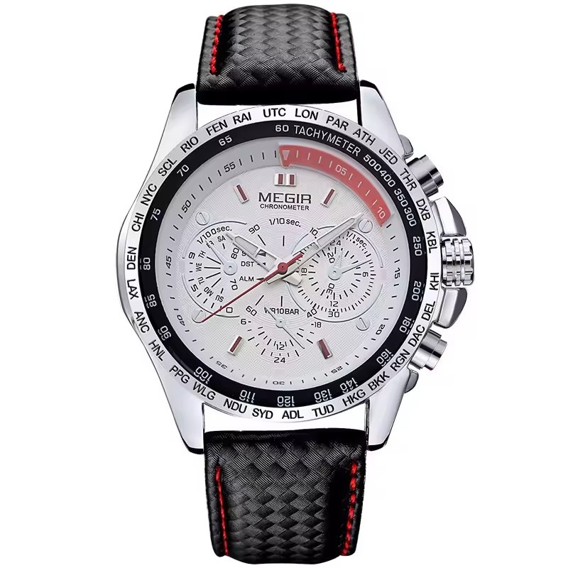 MEGIR 1010 Popular Men's Quartz Watch Original Luxury Fashion Brand Leather Strap Sports Clock Business Men's Casual Watch Gift