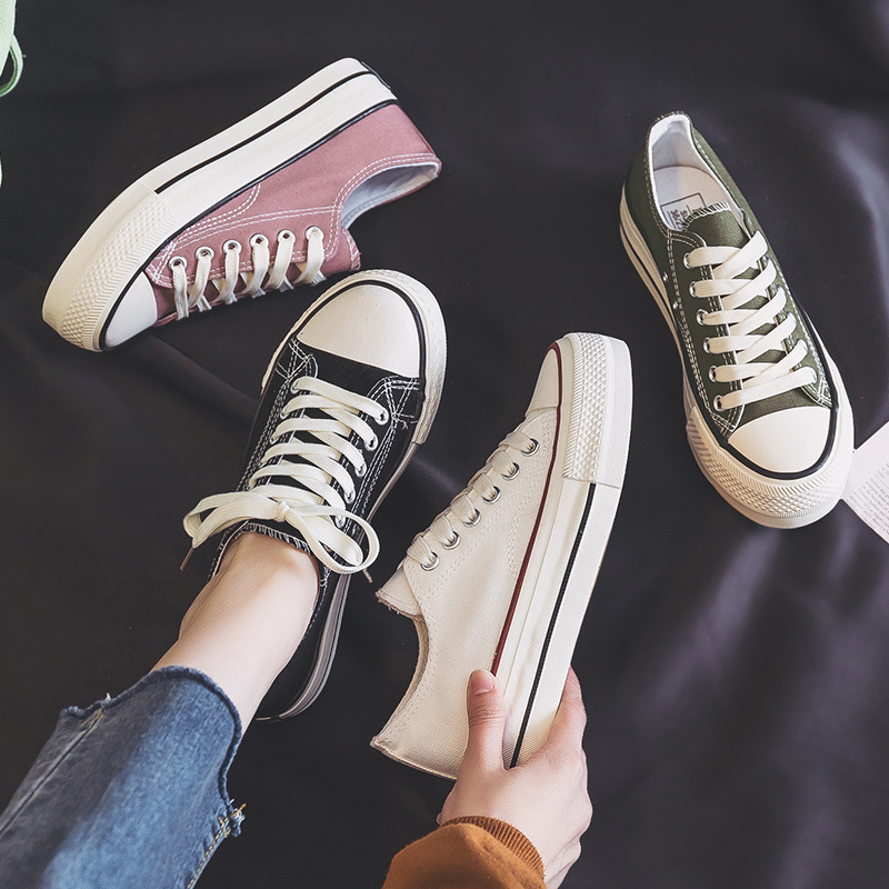 New Spring Thick-Soled Canvas Shoes Women's Versatile Casual Board Shoes Girls Students Cloth Shoes Vulcanized Women's Shoes