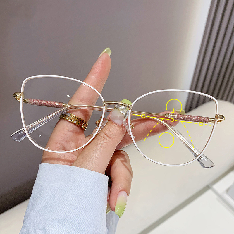 VICKI Lady Cat-Eyed Glasses Fashionable Anti-blue Light Sunglasses Customizable Prescription Photochromic Multifocal H7140