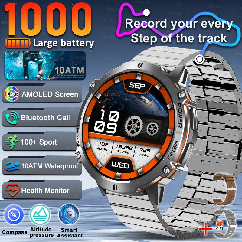Men Smartwatch High End Sports Watches 1000mAh Large Battery Waterproof Durable AI Custom dial  TREX3  Smart Watch For Men women
