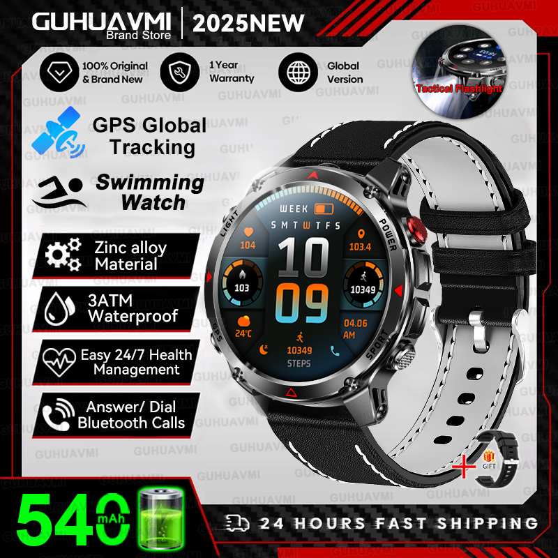 2025 New Professional GPS Sports Smart Watch Outdoor RIDE Run GPS track Swim Watchs Compass Altimeter 3ATM Sports Bracelets Men