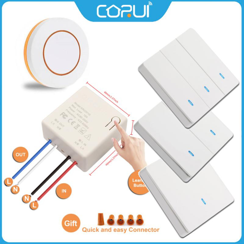 Wireless Smart Switch RF 433Mhz Light Wall Panel Switch With Remote Control Mini Relay Receiver AC90V~250V Home Led Lamp Fan