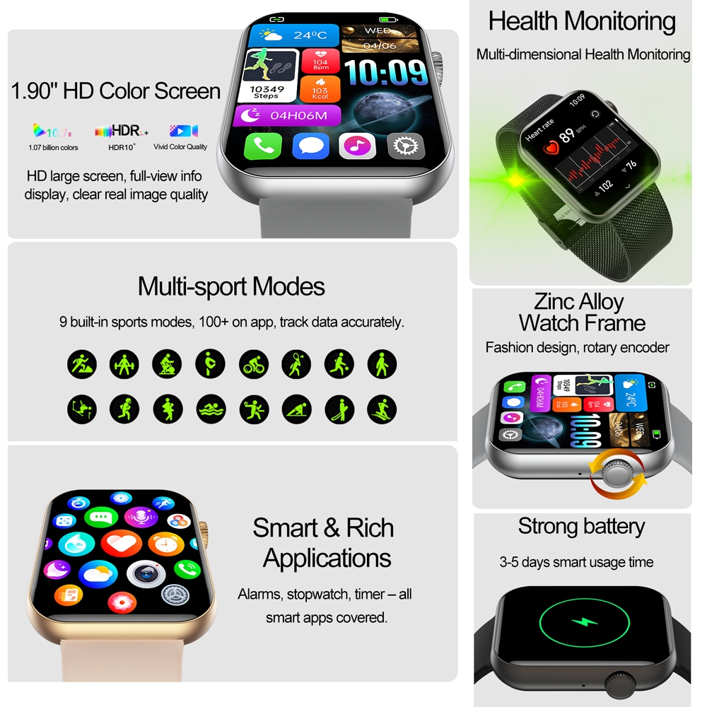 2025 New For Xiaomi Bluetooth Call Smart Watch Fashion Women Full Screen Touch Heart Rate Monitoring Watch 100+ Sports Mode Men