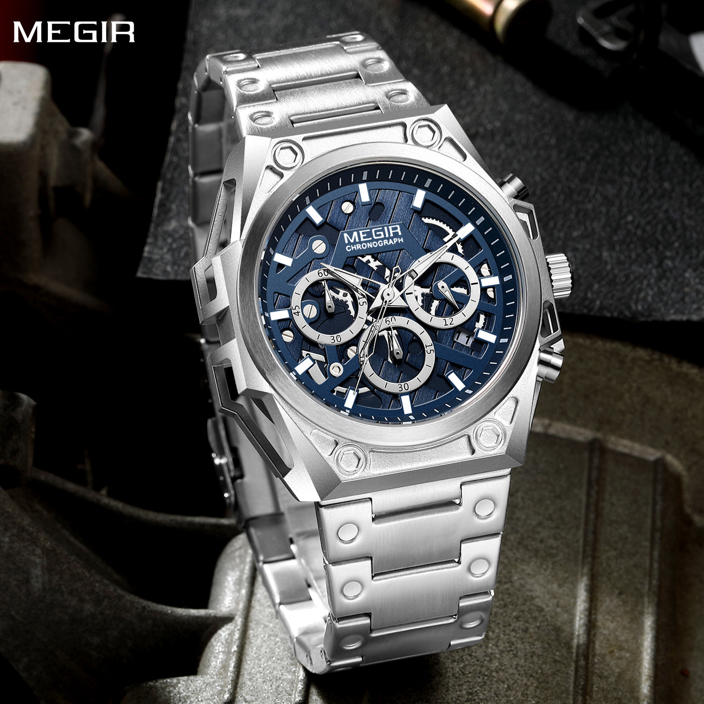 MEGIR Fashion Men Watches Luxury Quartz Business Casual Wristwatch Waterproof Luminous Steel Bracelet Chronograph Clock 4220