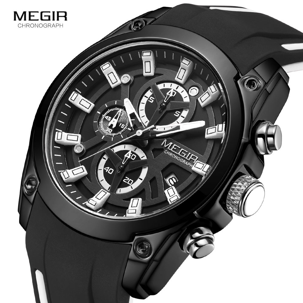 MEGIR Military Sport Watches Men Luxury Top Brand Waterproof Watch Man Silicone Strap Luminous Chronograph Wristwatch Clock 2144