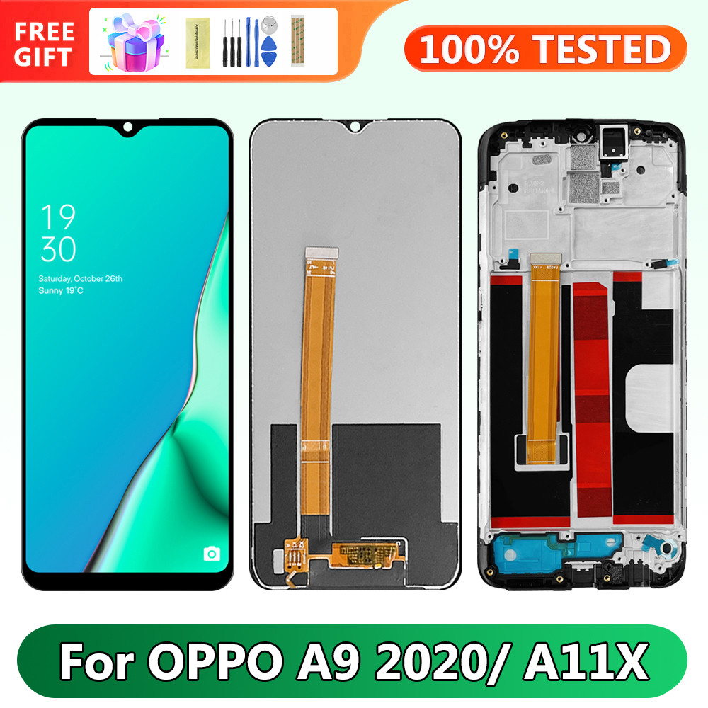 Screen for Oppo A9 2020 CPH1937 CPH1939 Lcd Display Digital Touch Screen with Frame Assembly for Oppo A11x Screen Replacement