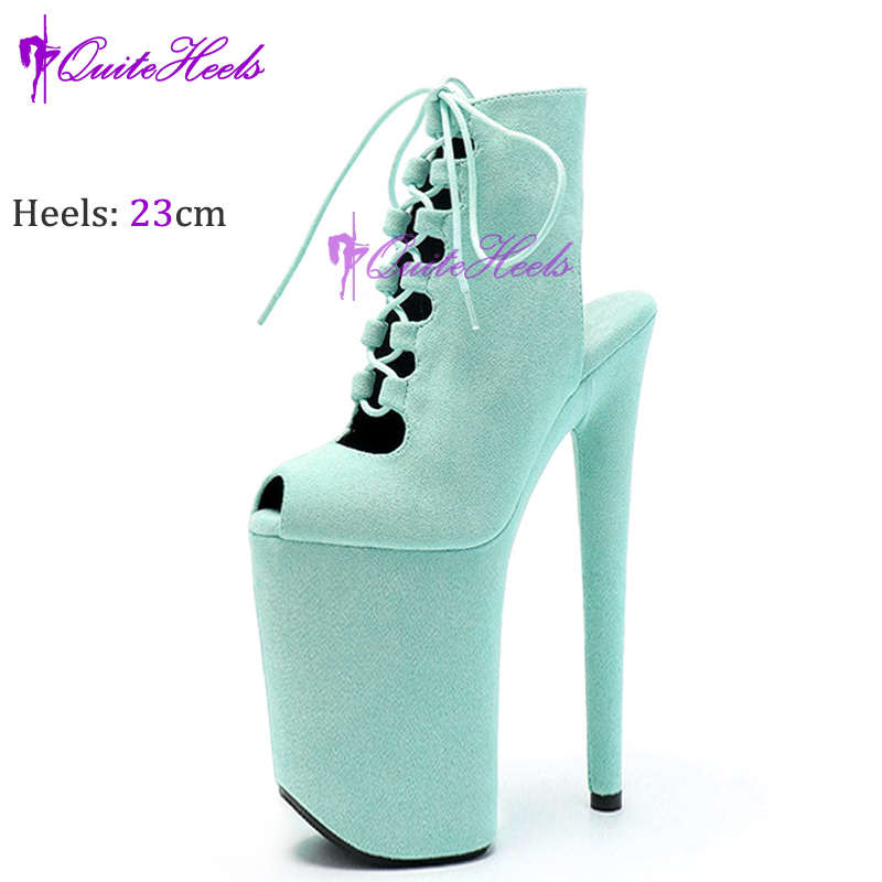 New Luminous 23CM/9Inch Gladiator Women Ankle Boots Sexy Fetish Exotic Stripper Heels Platform  Pole Dance Roman Shoes