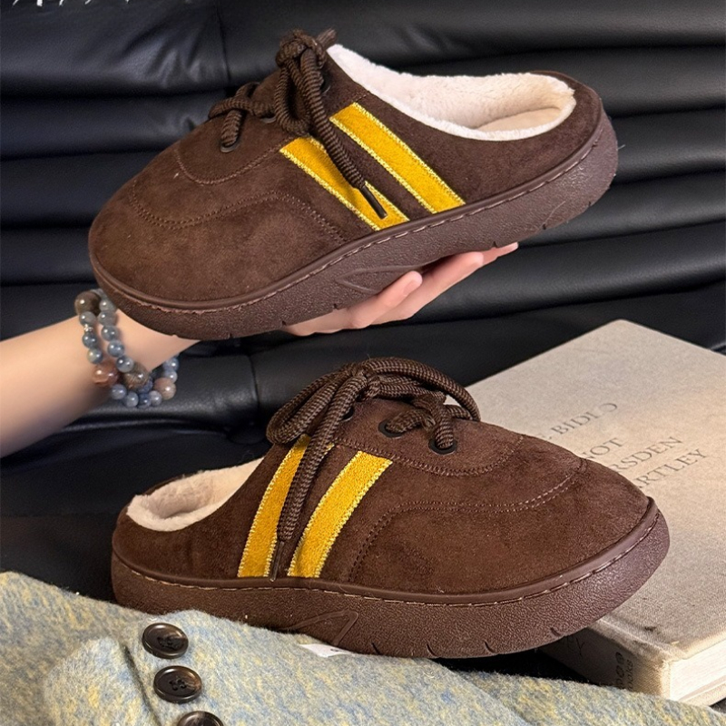 Lovely Bowtie Solid color Winter Women Home Slippers For Indoor Bedroom House Soft Bottom Warm comfortable Fluffy shoes