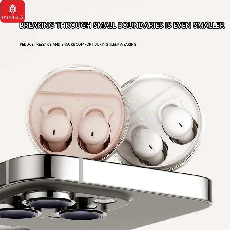 INMAS Q26 ENC Mini Portable Wireless Headsets Bluetooth In-Ear Earphone Noise Reduction Earbud Invisible Sleep Headphones HD Mic
