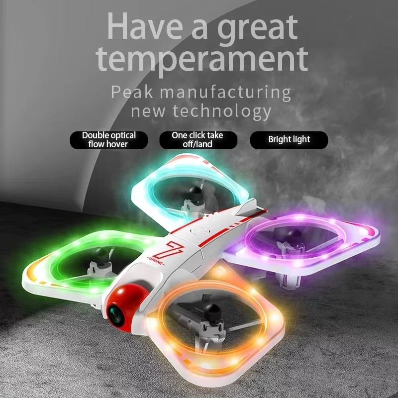 CZ07 RC Quadcopter Drone: 4K Dual-Camera WiFi, 360° Stunts, Rotating Color Lights, Optical Flow, Kids Toy Gift