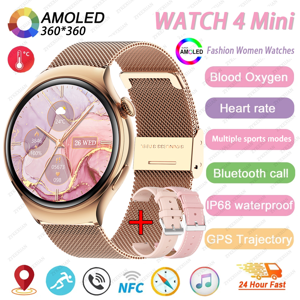 2025 New GPS NFC Bluetooth Call Smartwatch  Women Watch 4 mini Sports Track Heart Rate Oximetry Monitor Health Smartwatch Woman