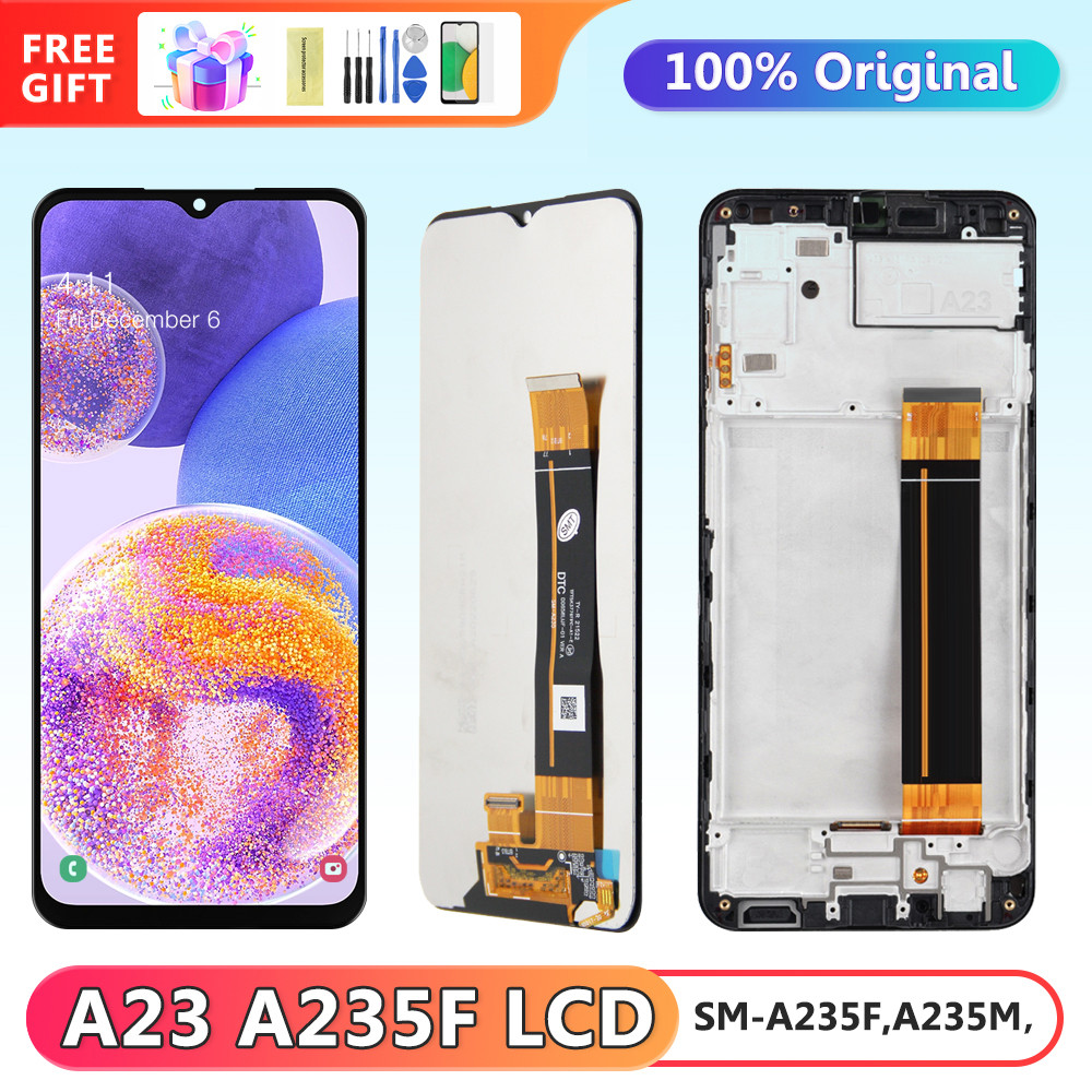 Original A23 Display Screen, for Samsung Galaxy A23 A235 A235F A235M Lcd Display + Touch Screen Digitizer Assembly with Frame