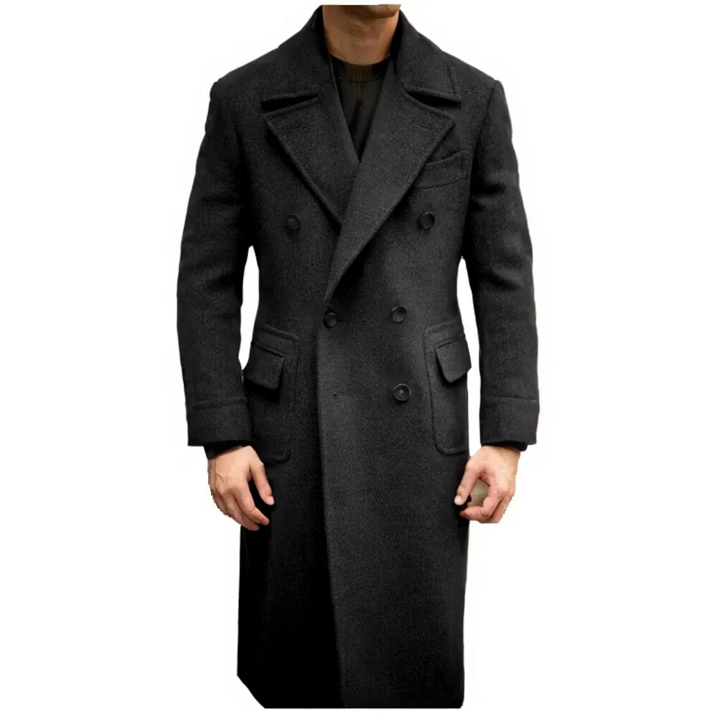 Formal Winter Brown Men Blazer Suits  Double Breasted Winter Warm Overcoat Customized  Business Winter Wear Warm Jacket