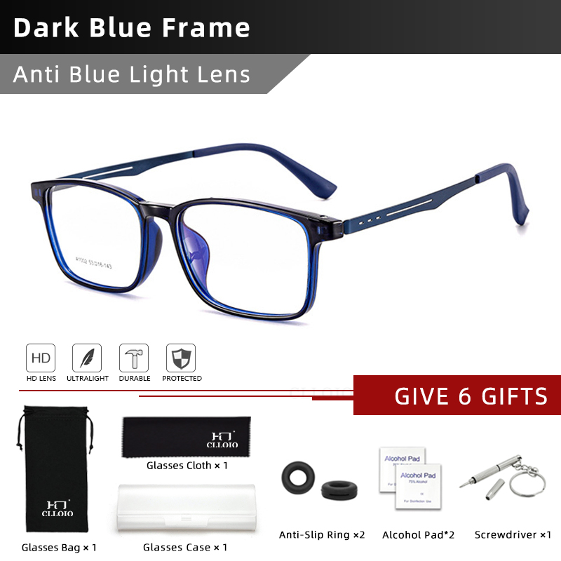 CLLOIO High Quality UltraLight Flexible TR90 Frame Anti Blue Ray Reading Glasses Myopia Hyperopia Glasses Prescription Eyewear