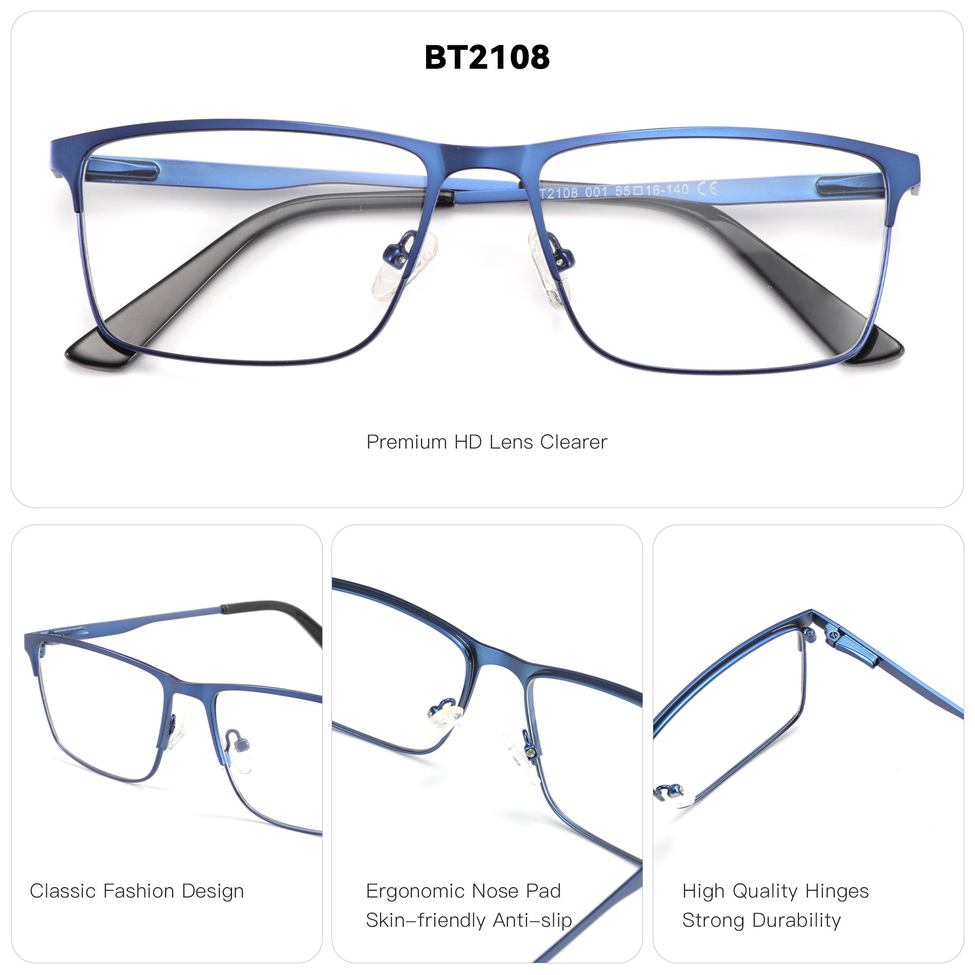ZENOTTIC Alloy Square Progressive Prescription Glasses for Men Anti Blue Light/Photochromic Optical Eyeglasses