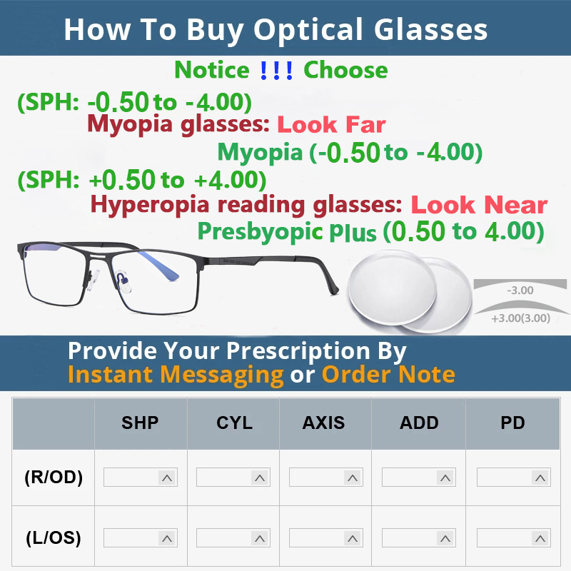 Men Prescription Glasses Optics Lenses  Reading Glasses Women Blue Light Blocking Myopia Eyewear Metal Titanium Eyeglasses Frame