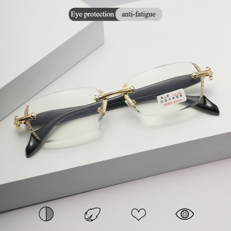 New Retro Frameless Ultra Light Women Men Reading Glasses Blocking Blue Light Computer Presbyopia Eyewear Eyeglasses +1.0..+4.0