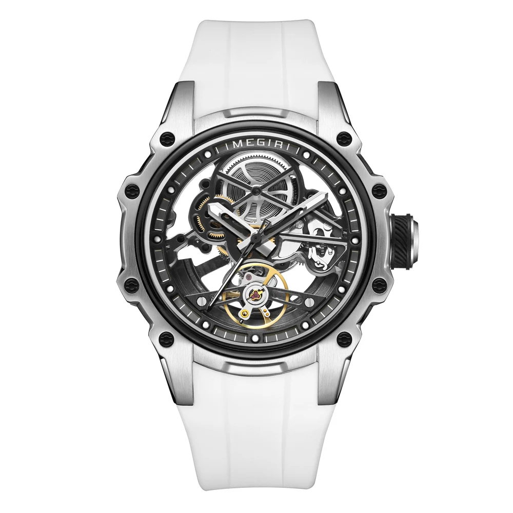 MEGIR Automatic Mechanical Luxury Watch Men Top Brand Stainless Steel 43mm Dial Watch Luminous Waterproof Men's Wristwatch
