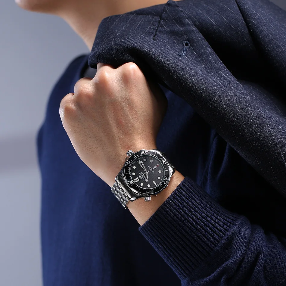 Luxury New Automatic Watch for Men Mechanical Watches Stainless Steel Bracelet Ceramic Diver