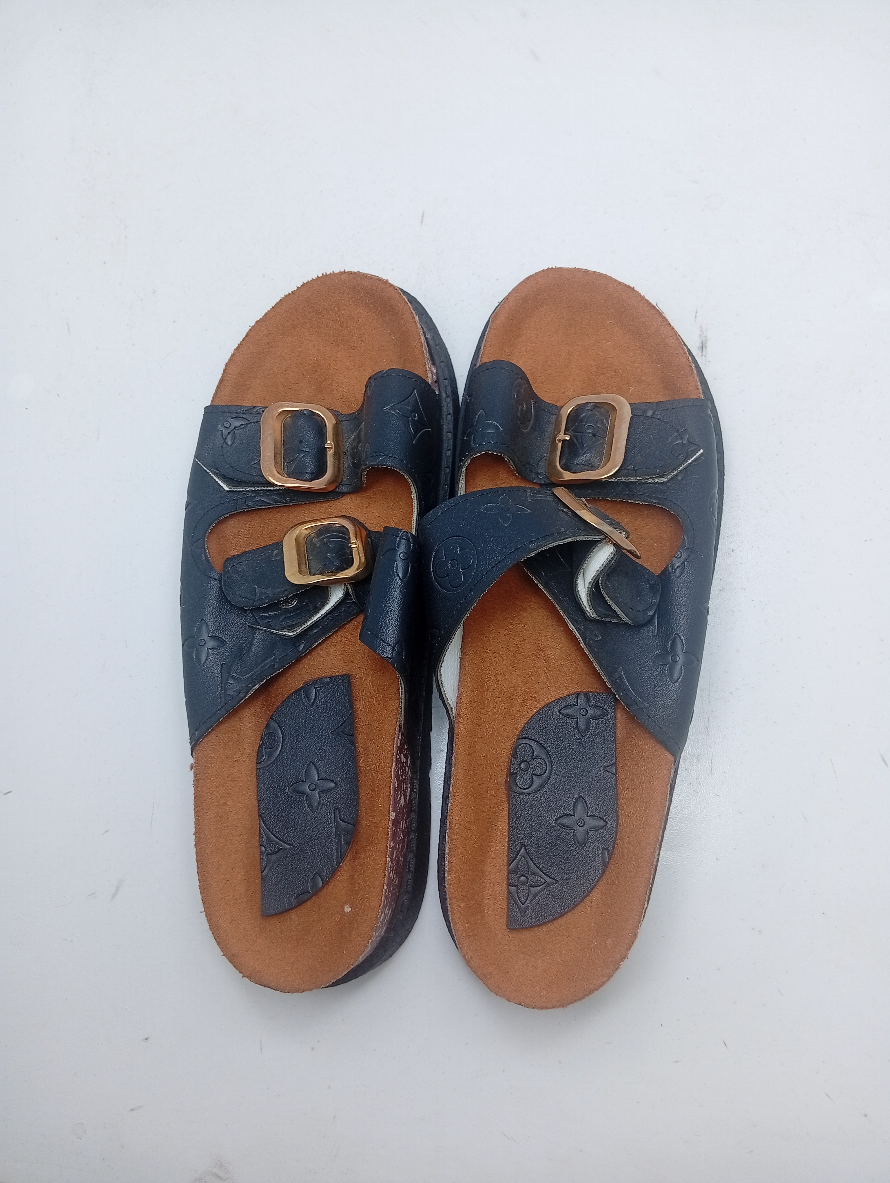Men's Premium Leather Sandals with Monogram Pattern