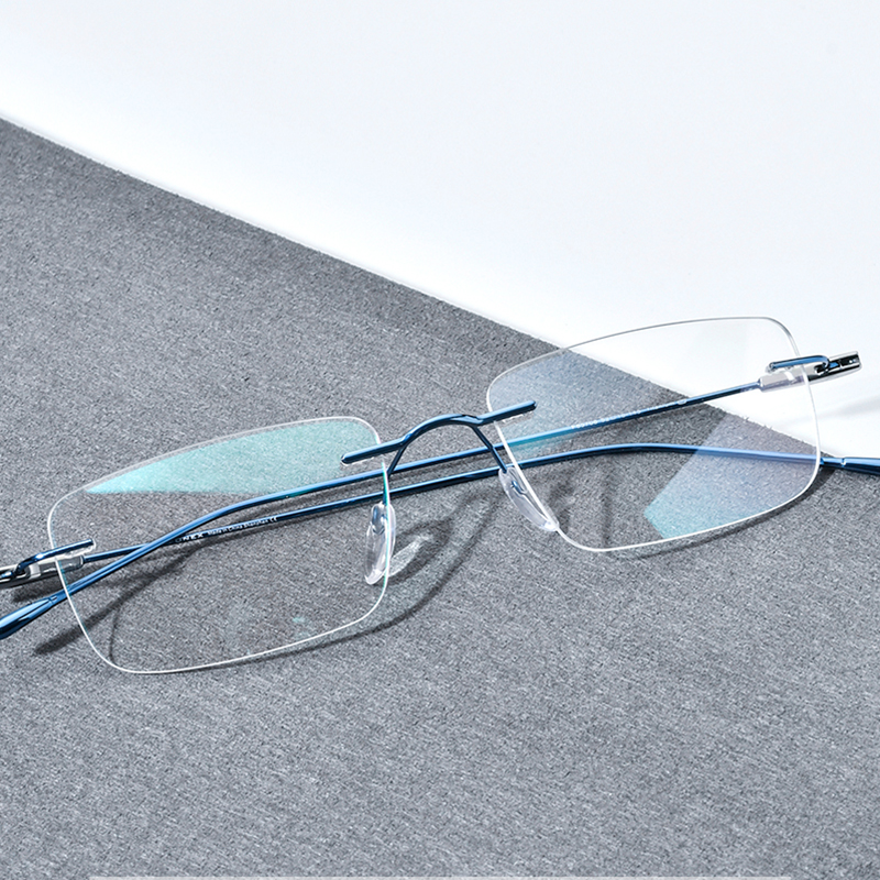 FONEX Titanium Glasses Frame Men Brand Design Square Rimless Frameless Eyeglasses Women Ultralight-Weight Japanese Eyewear 85708