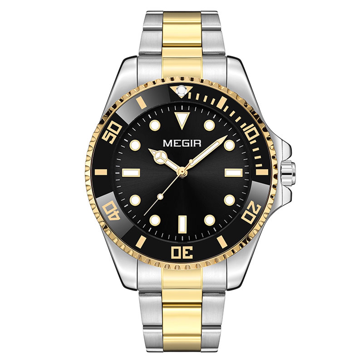 MEGIR Business Watch for Men with Quartz Movement Date Calendar Minimalist Stainless Steel Strap Wristwatch with Luminous Hands