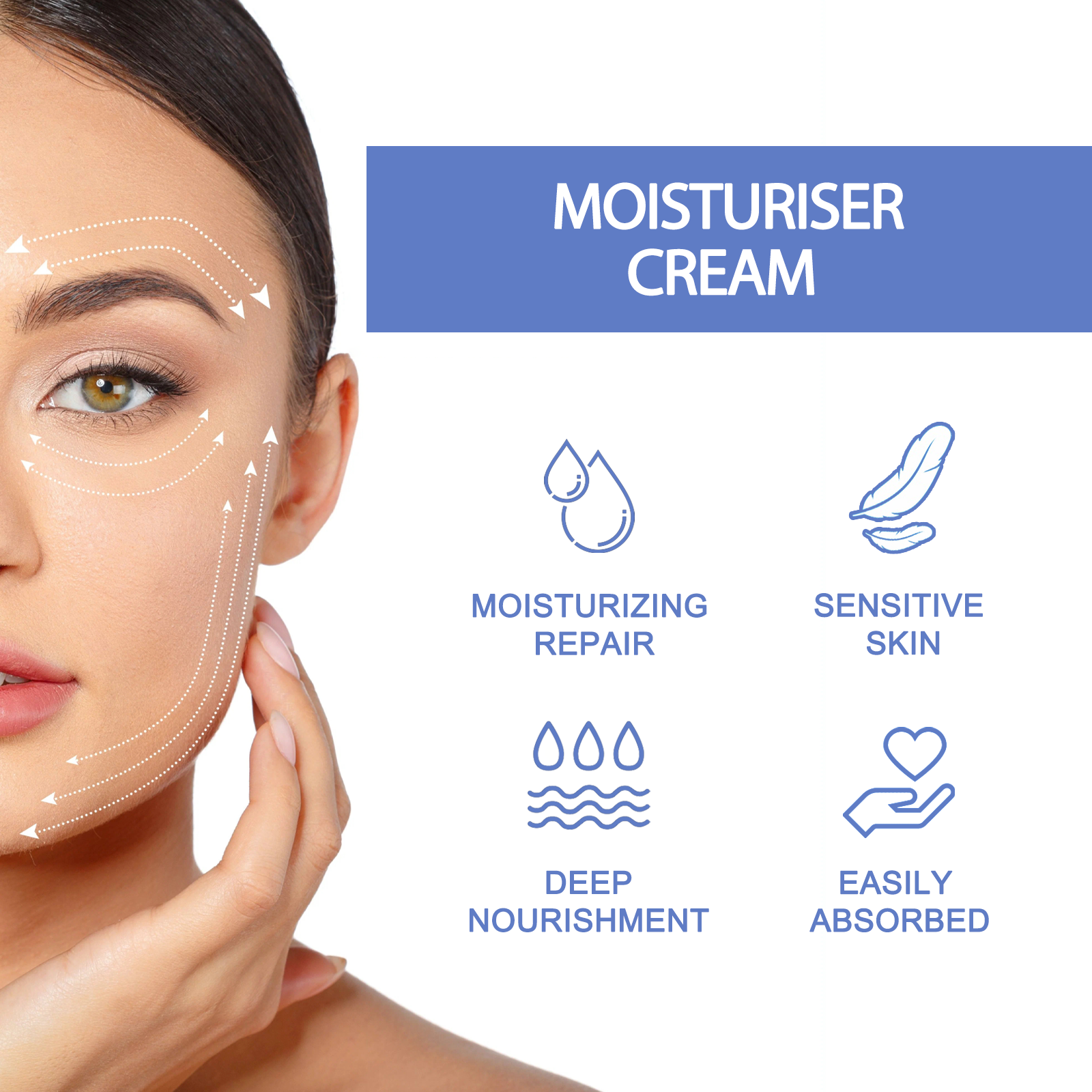 Ceramide Face Cream Moisturizing Hyaluronic Acid Repair Face Damaged Nourish Smooth Facial Cream Beauty Health Skin Care Product