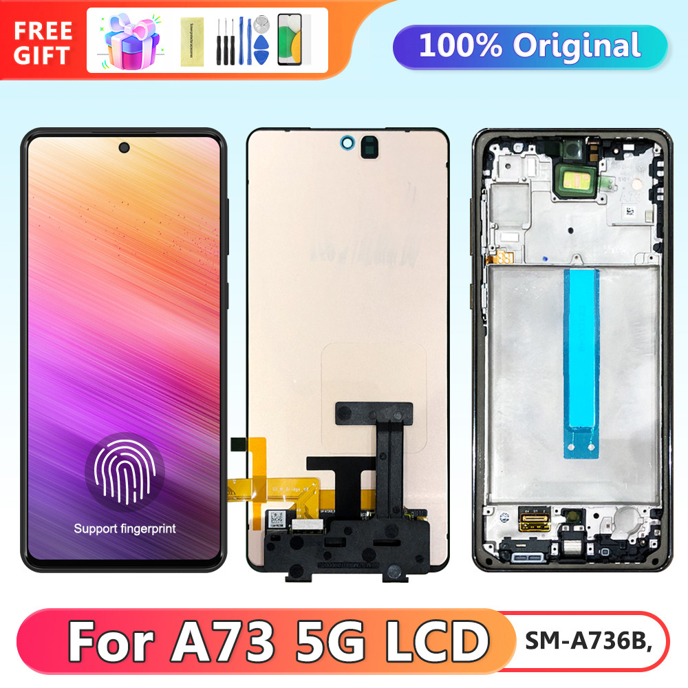 Screen for Samsung Galaxy A73 5G A736 A736B LCD Display Digital Touch Screen for Samsung A73 5G Replacement with Fingerprint