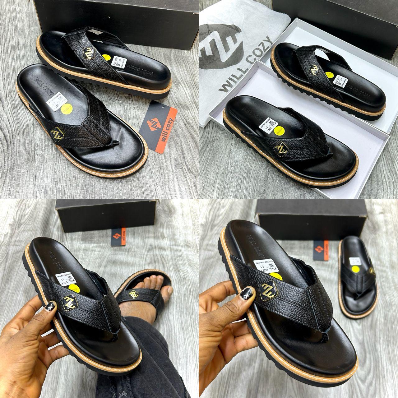 Will Cozy Men's Premium Leather Flip-Flops