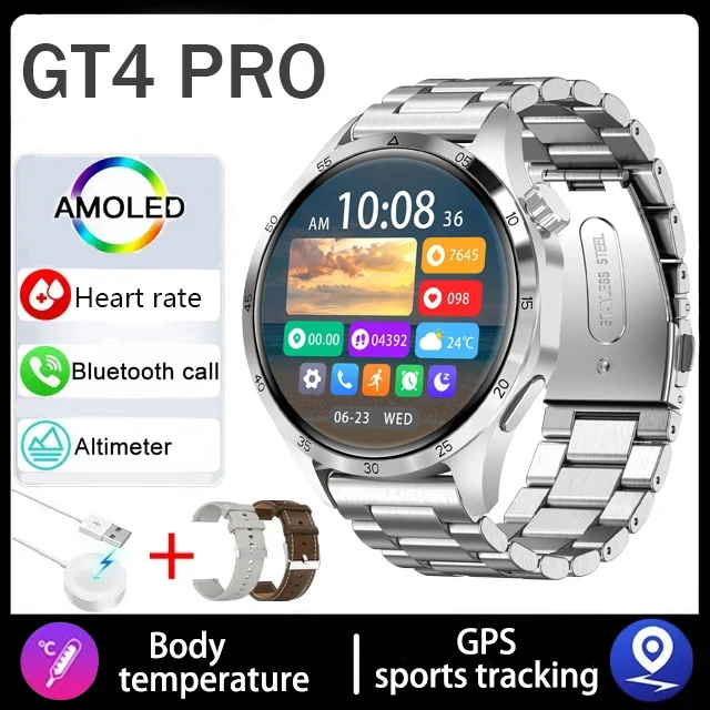 2025 New Mens Smart Watch 360 * 360 Bluetooth Call Smartwatch AMOLED Screen GPS Smart Watches NFC Waterproof Smart Watch for Men