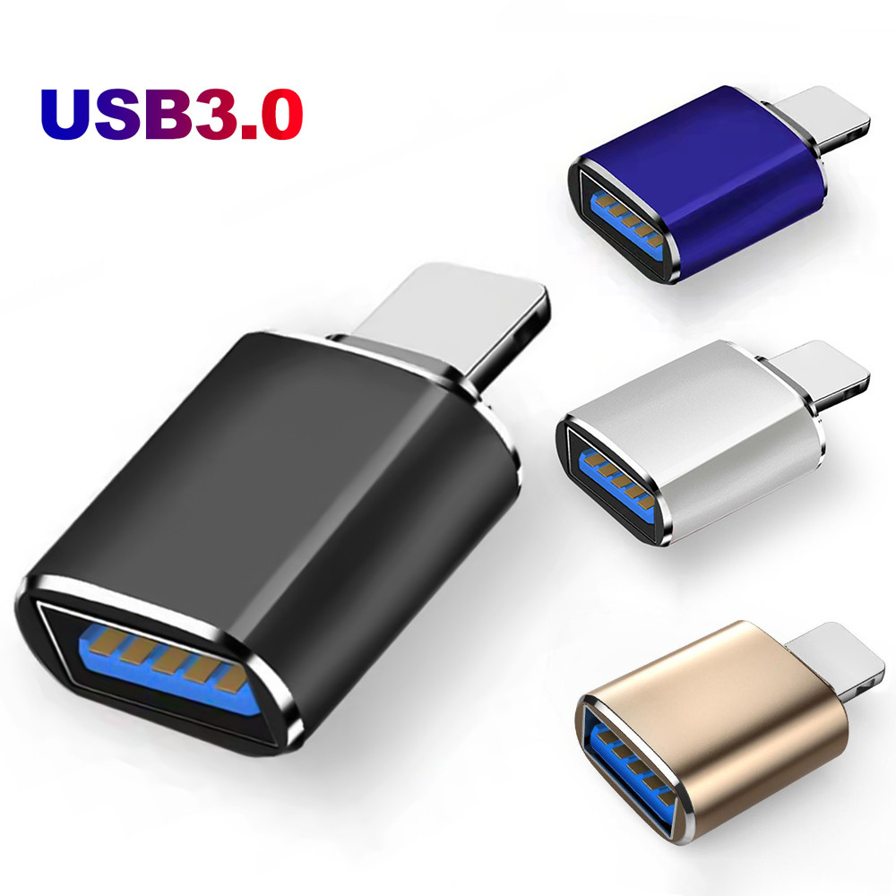 Mini OTG Adapter For iPhone 14 13 12 11 Ipad U Disk Sound Card Reader Lighting Converter to USB 3.0 Adapter For iOS 13 Above