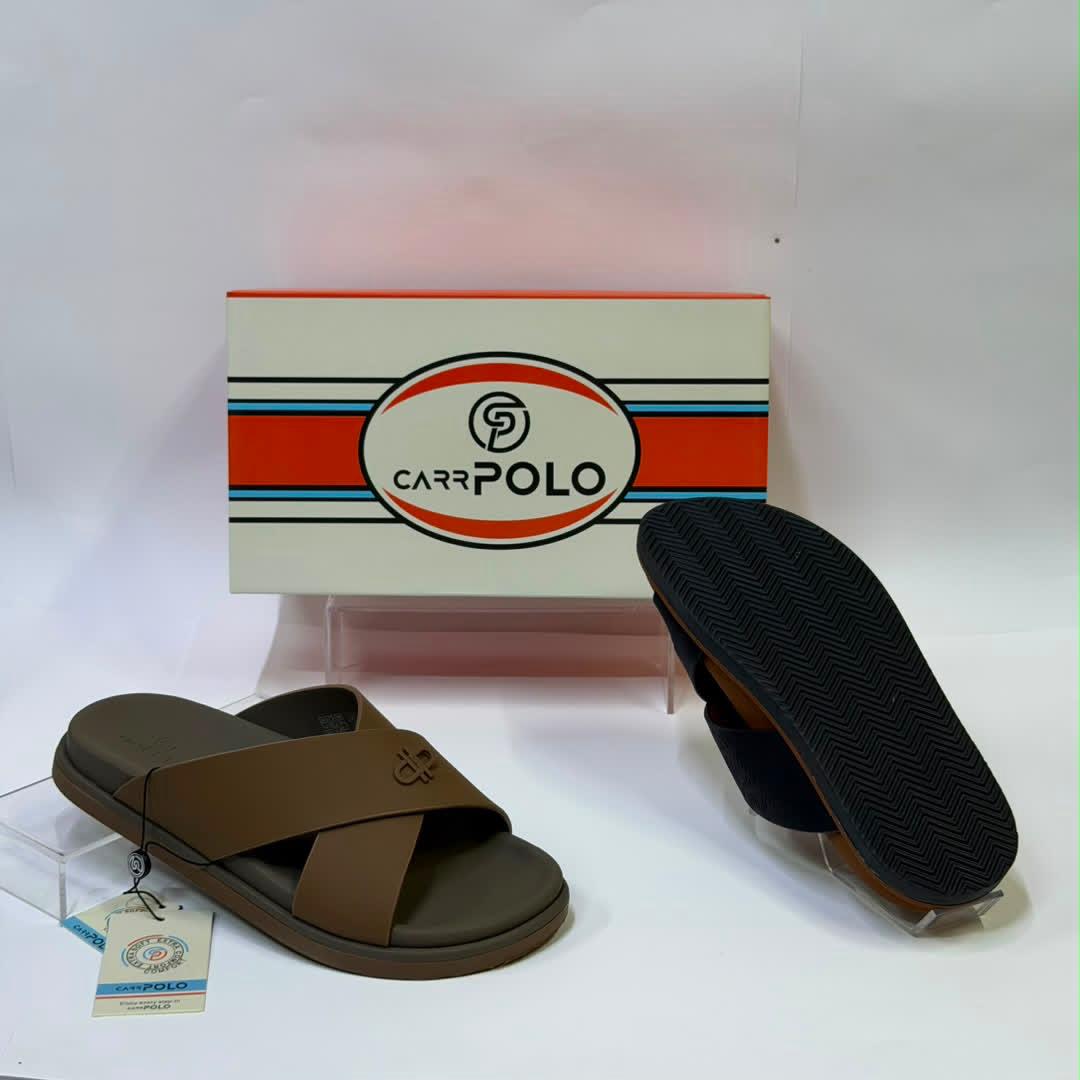CarrPolo White & Brown Cross-Strap Sandals