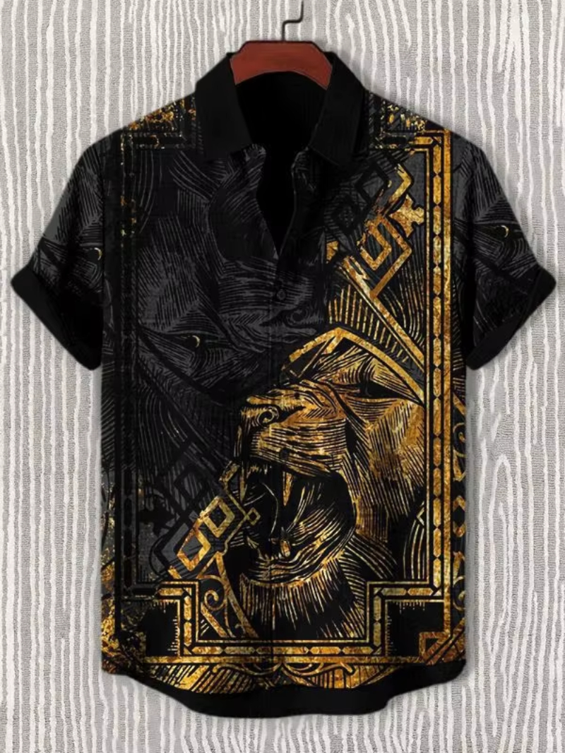 Vintage African Style Men's Shirts Ethnic Tribal Short Sleeve Shirts Tops Fashion Casual Vacation Button Down Blouse 2025 New