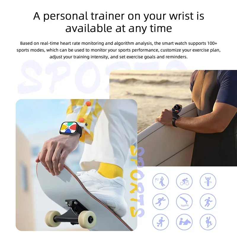 2025 Xiaomi New 100+ Sports Mode Smart Watch Men Women Heart Rate HD Bluetooth Call Smart Watch Men's SmartWatch