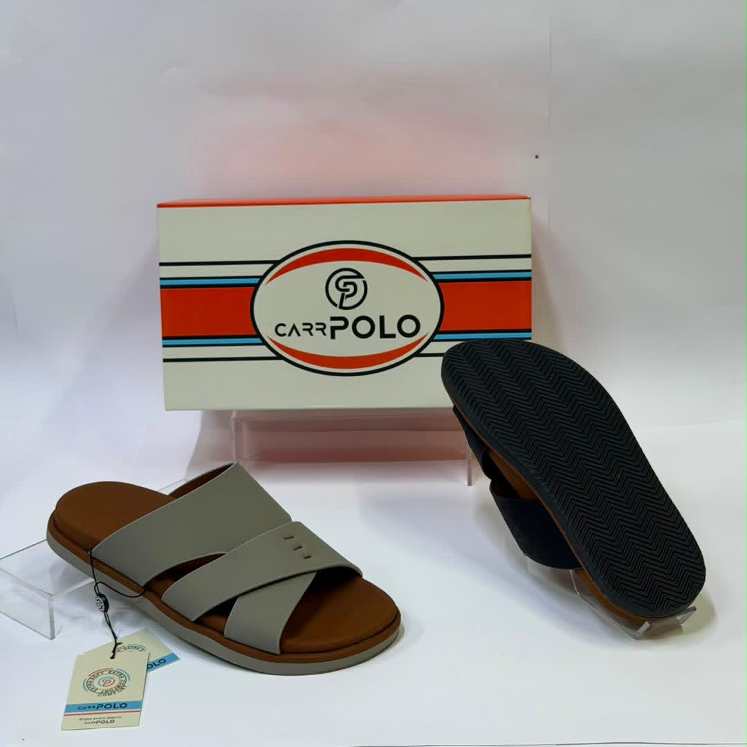 CarrPolo White & Brown Cross-Strap Sandals