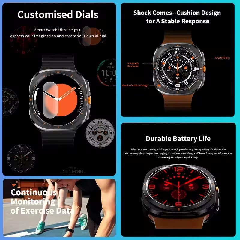 2025 New GPS Smart Watch 7 Ultra Men 47MM AMOLED Screen Multi-Function Compass Sports Fitness Tracker Health Women Smart Watch