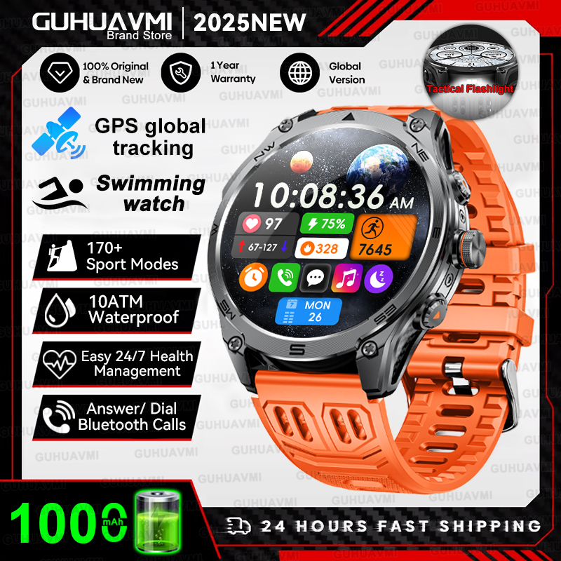 2025 New Outdoors Military GPS Sports Smart Watch Men Built-in Dual-Band GNSS Compass Altimeter 10ATM Bluetooth call Smartwatch