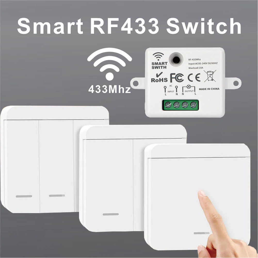 RF 433MHZ Mini Smart Switch LED Light Switch 100-220V 86 Wall Panel Remote Control Relay Receiver 1/2/3 Gang For Home Lamp Fan