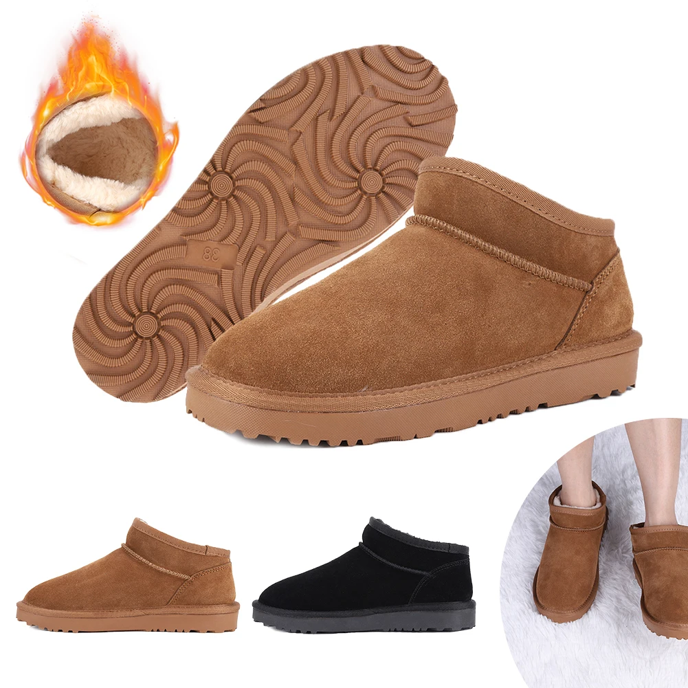 Women Snow Boots Warm Winter Booties Anti-Slip Slip On Short Boots Comfort Ankle Boots Faux Fur Lining Boots for Hiking