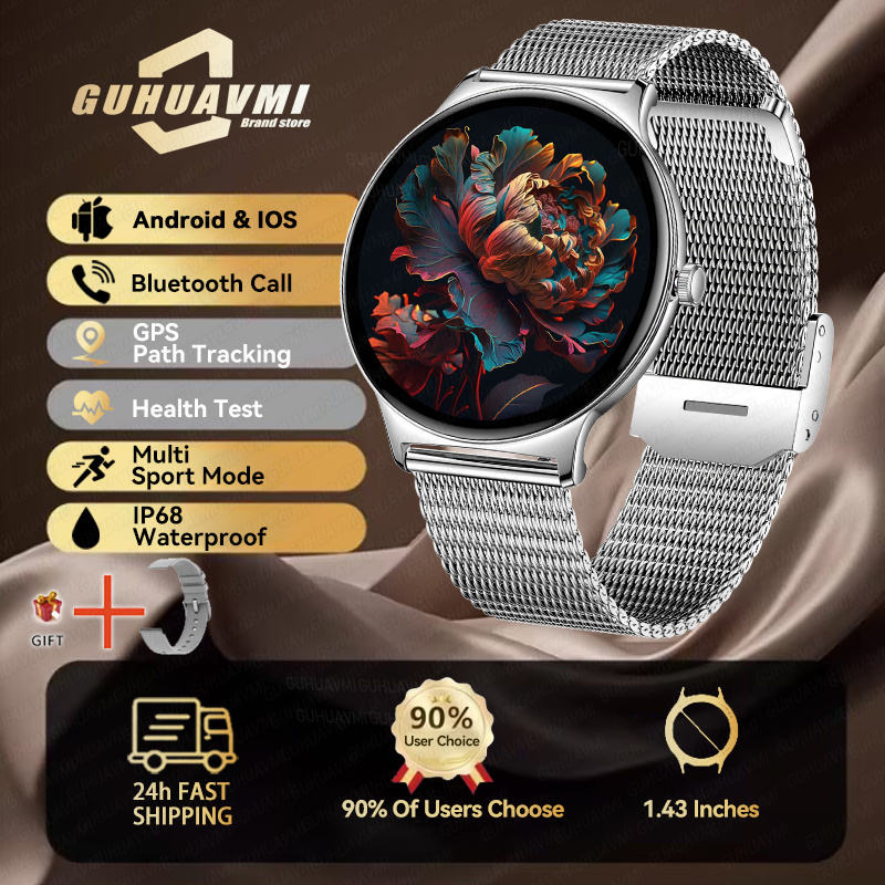 2025 New Smart Watch For Women Gift 1.43 Inch Full Touch Screen Sports Fitness Watches Bluetooth Calls Digital Smartwatch Ladies