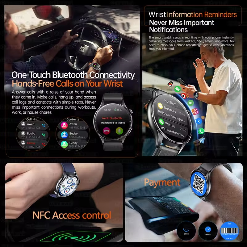 2025 New NFC  Health MonitorUric Acid Blood Pressure Blood oxygen Body Analysis Smart Watch ECG+PPG Clock Smartwatch Men lady