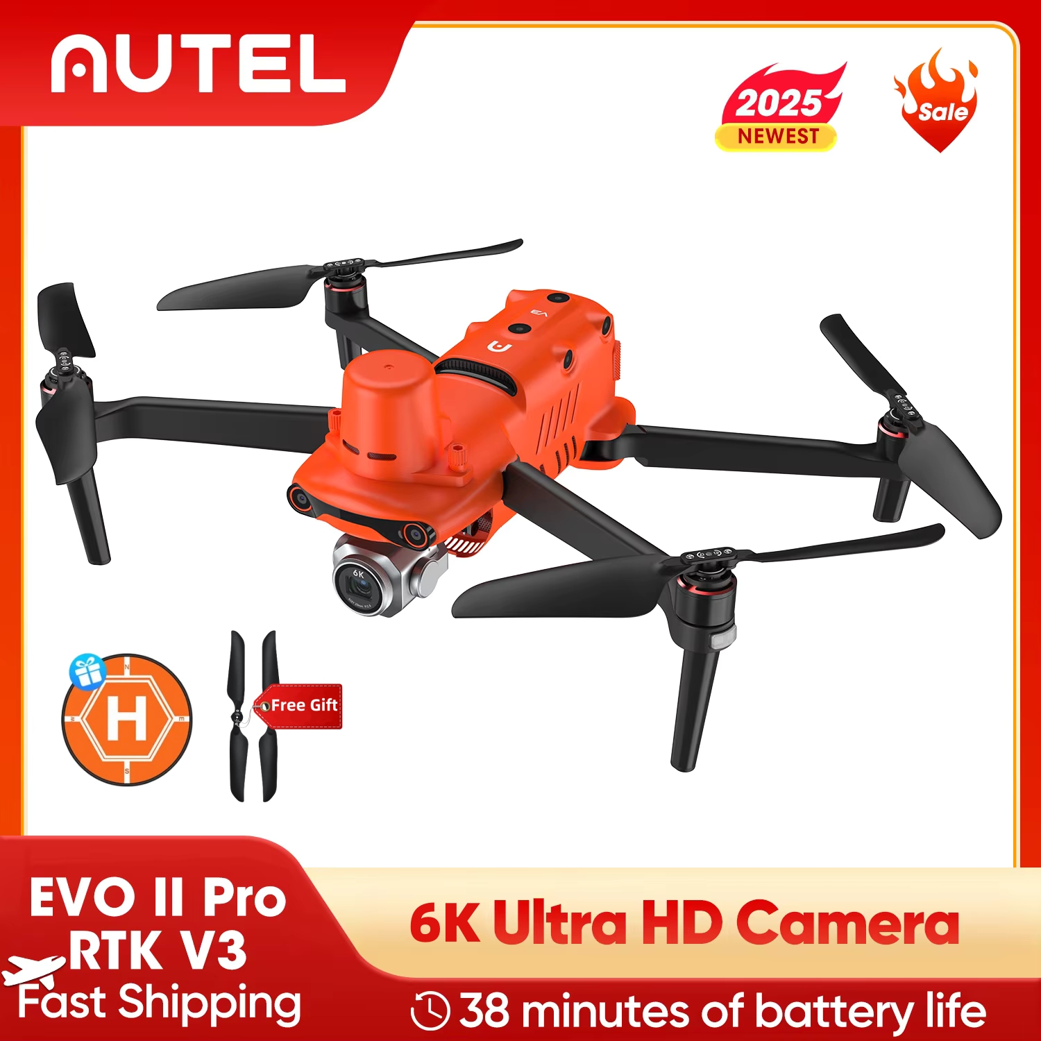 Autel Robotics EVO II Pro RTK V3 Drone Rugged Bundle 20MP Photo& 6K/30fps Video Professional Surveying & Mapping Drone In Stock