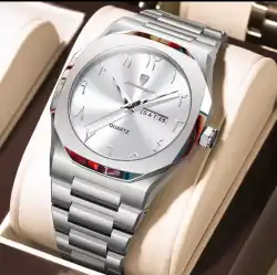 Pozdagar Men's Stainless Steel Quartz Watch with Date Display