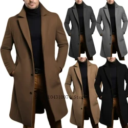 Warm and Comfortable B Trench Coat for Men，Stand Collar, Notch Lapels，Customize，Three Buckles，Double Placket，for Daily Life